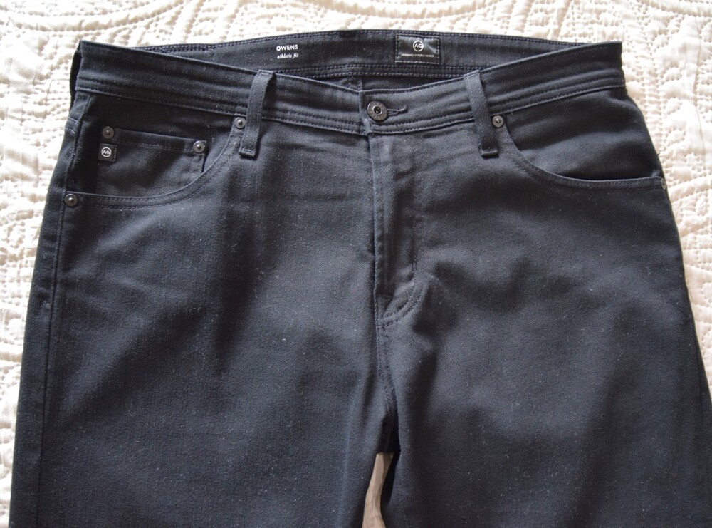 AG Jeans Premium NWOT Mens Black Owens Athletic Stretch Jeans 33x29.75